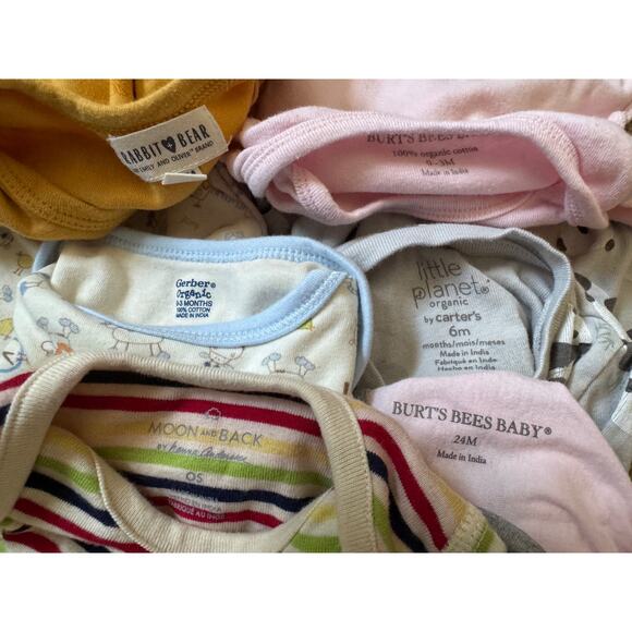 Burts Bees Baby Rabbit Bear Organic Cotton Baby Clothing Lot Girls Unisex Bundle - Picture 2 of 4